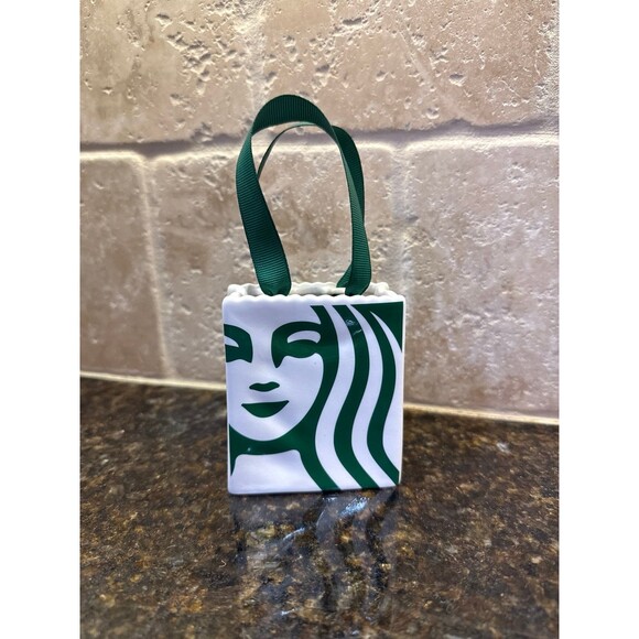 Starbucks 2019 Limited Edition Ceramic Tote Holiday Christmas Tree Ornament NEW - Picture 1 of 5